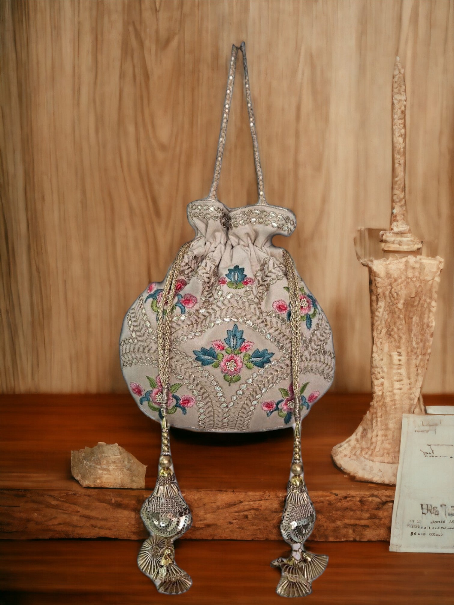 Royal Bloom Embroidered Potli