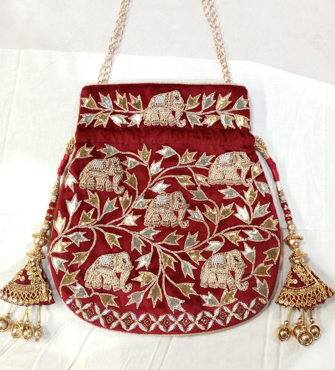 Royal Elephant Velvet Potli