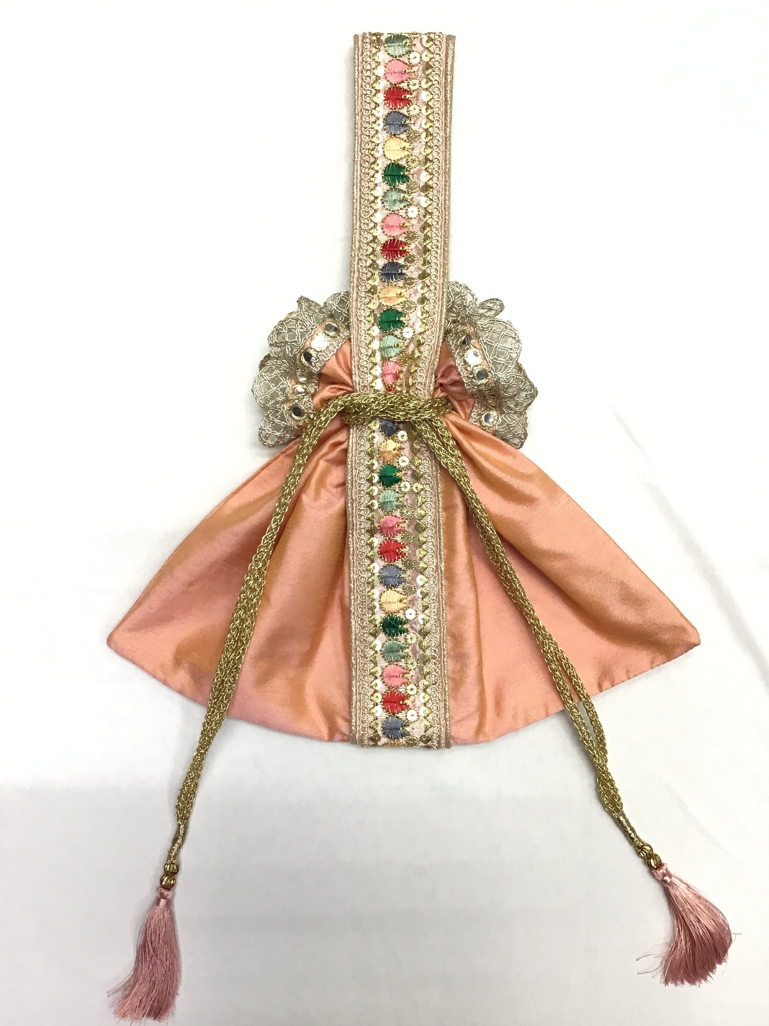 Peach Garden Embroidered Potli
