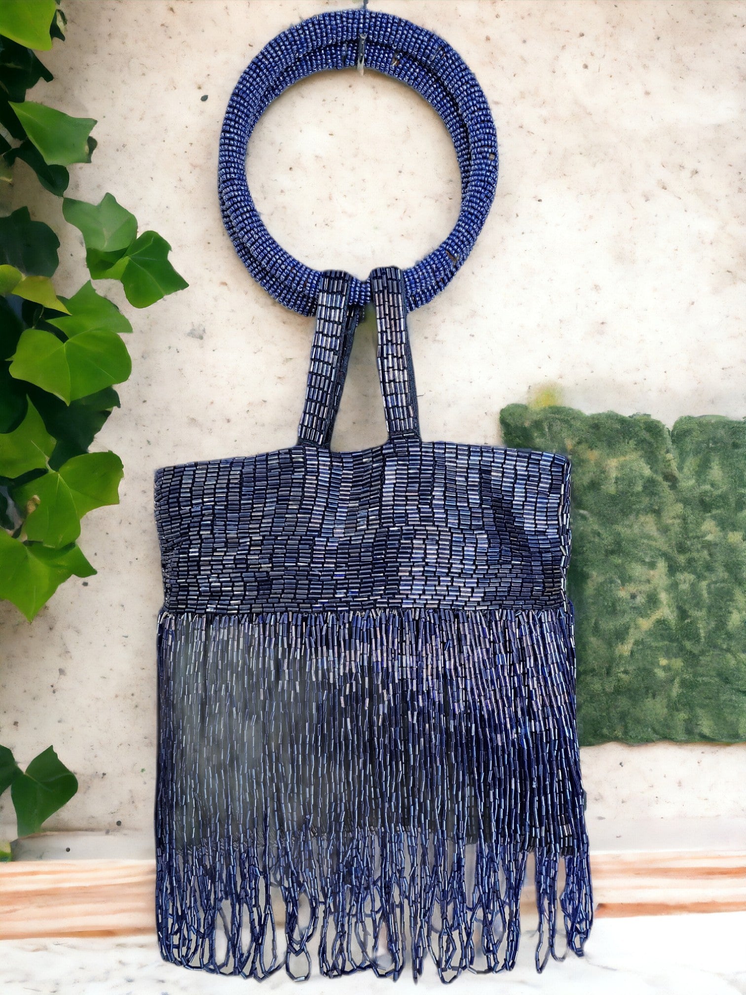 Midnight Crystal Fringe Potli