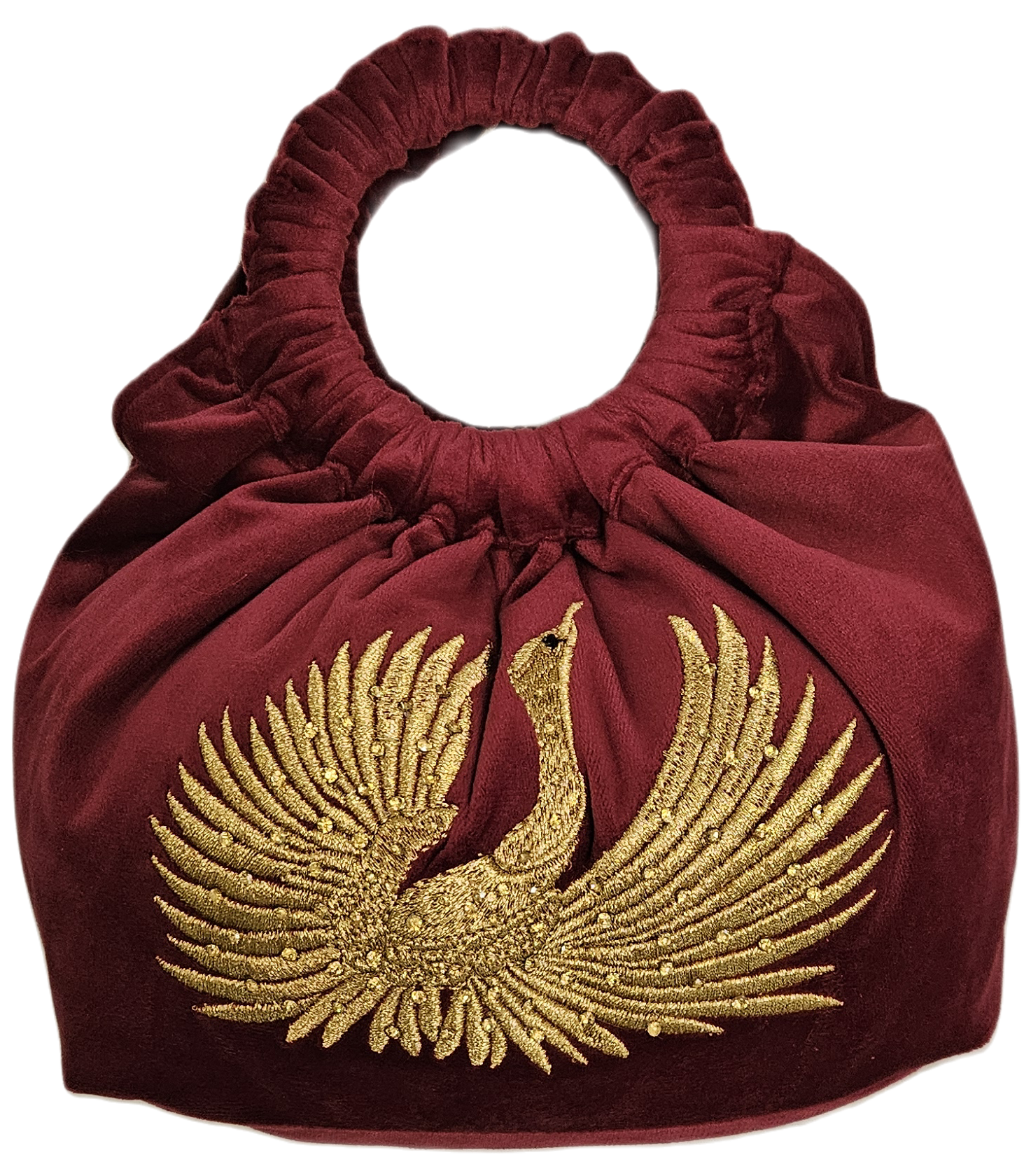 Golden Peacock Embroidered Potli