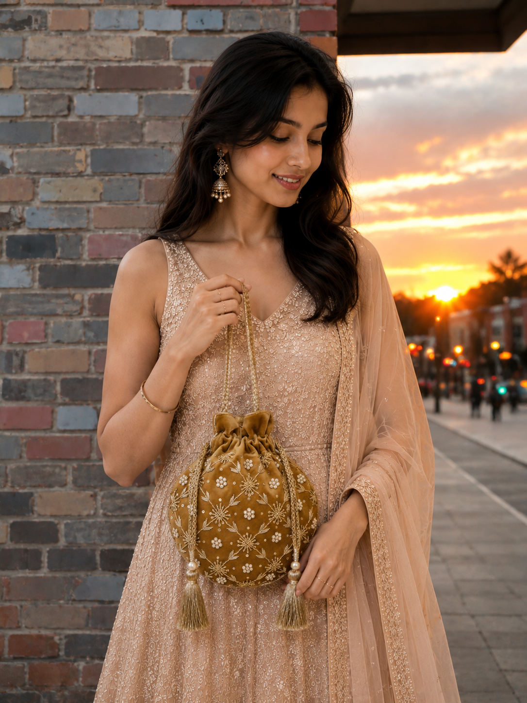 Antique Gold Blossom Potli
