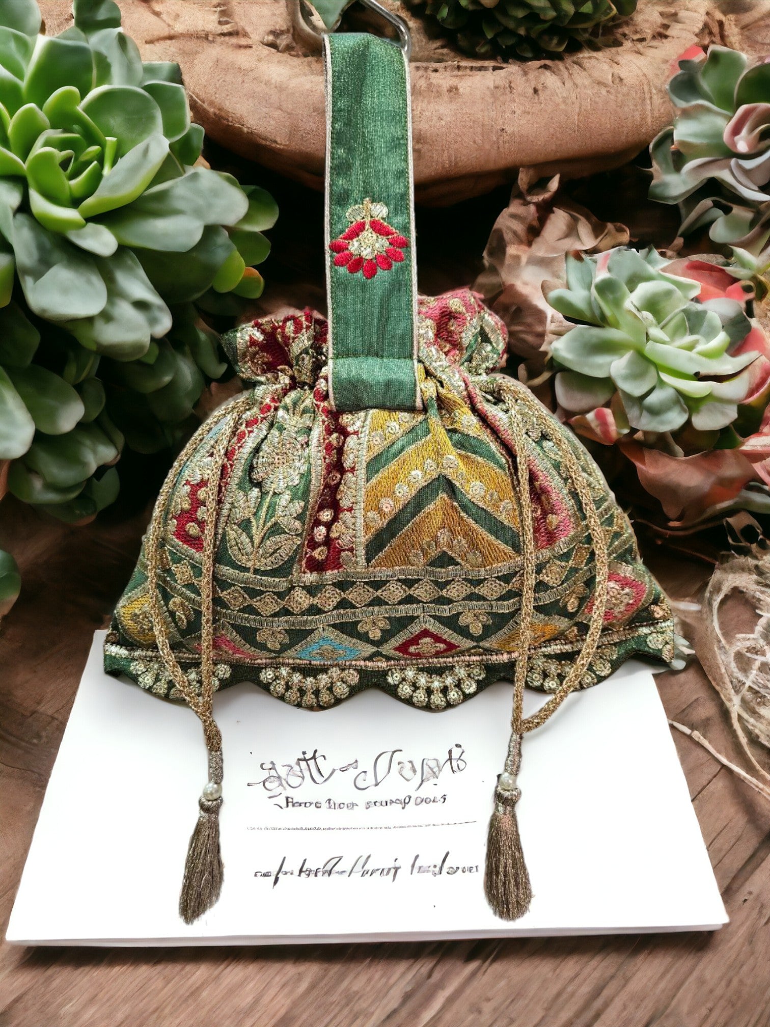Emerald Heritage Embroidered Potli
