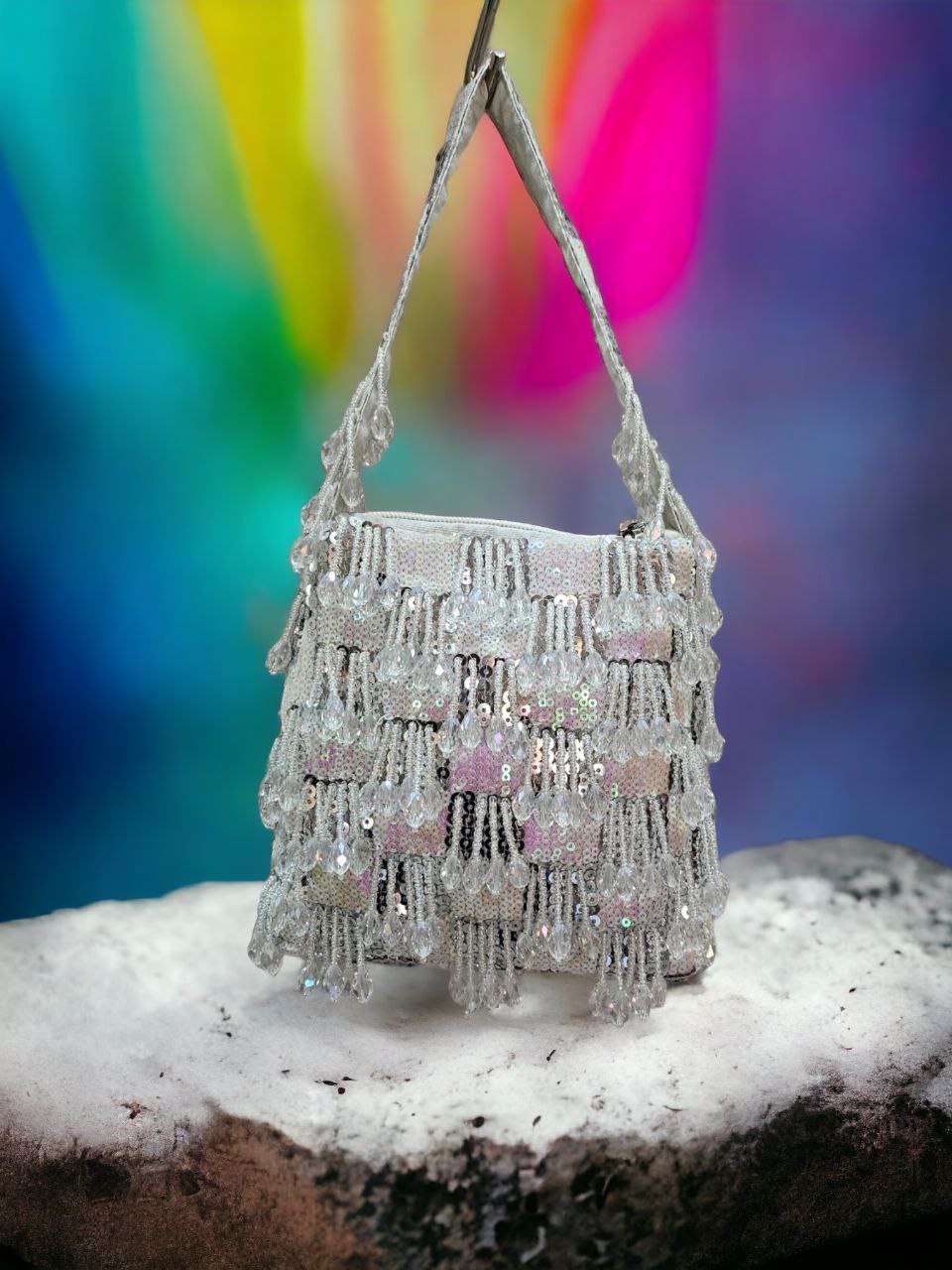 Silver Shimmer Fringe Potli