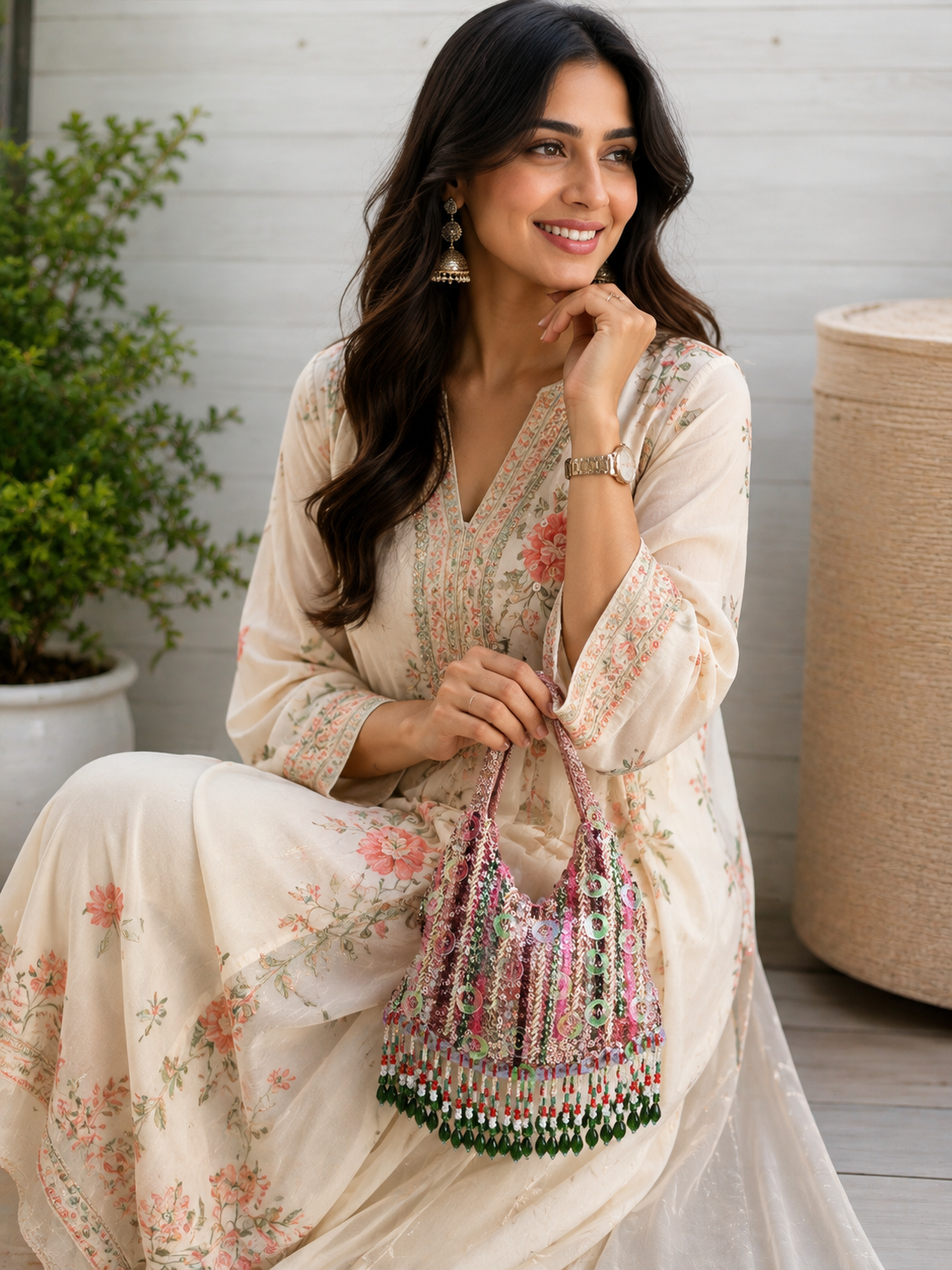 Multicolor Mirror & Sequin Potli