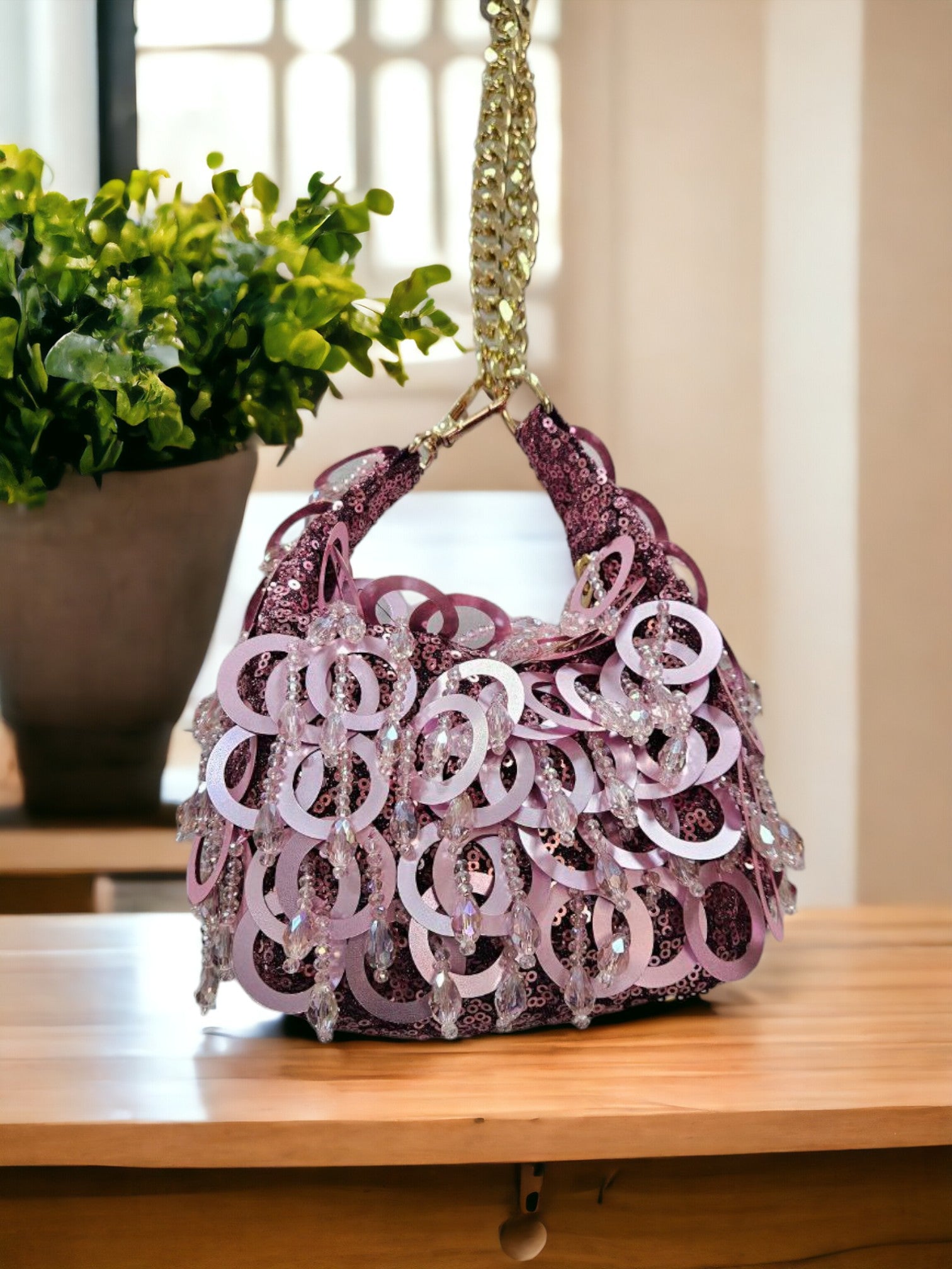 Rose Petal Sequin Potli