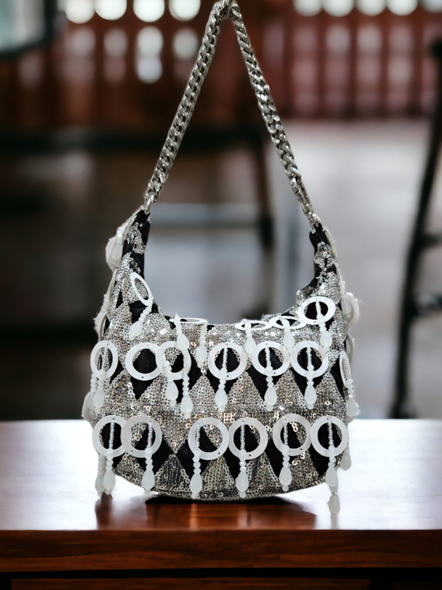 Silver Moonlight Sequin Potli