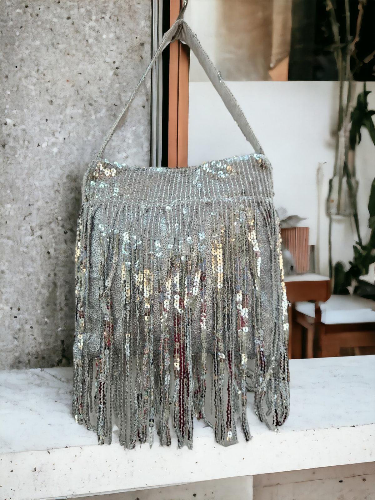 Midnight Tassel Sequin Potli