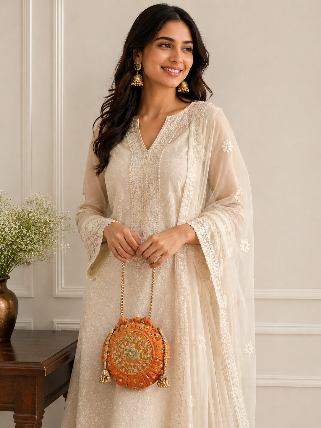 Gold Elephant Motif Potli