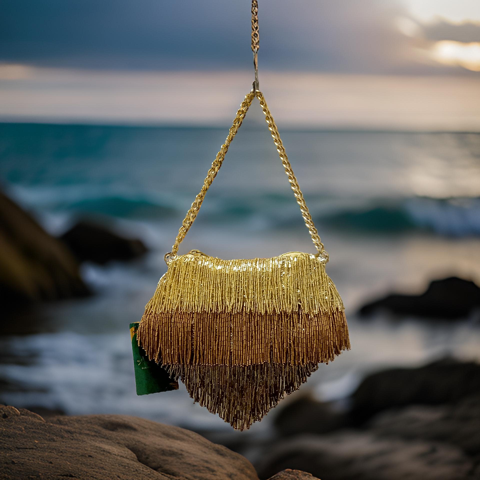Golden Cascade Beaded potli
