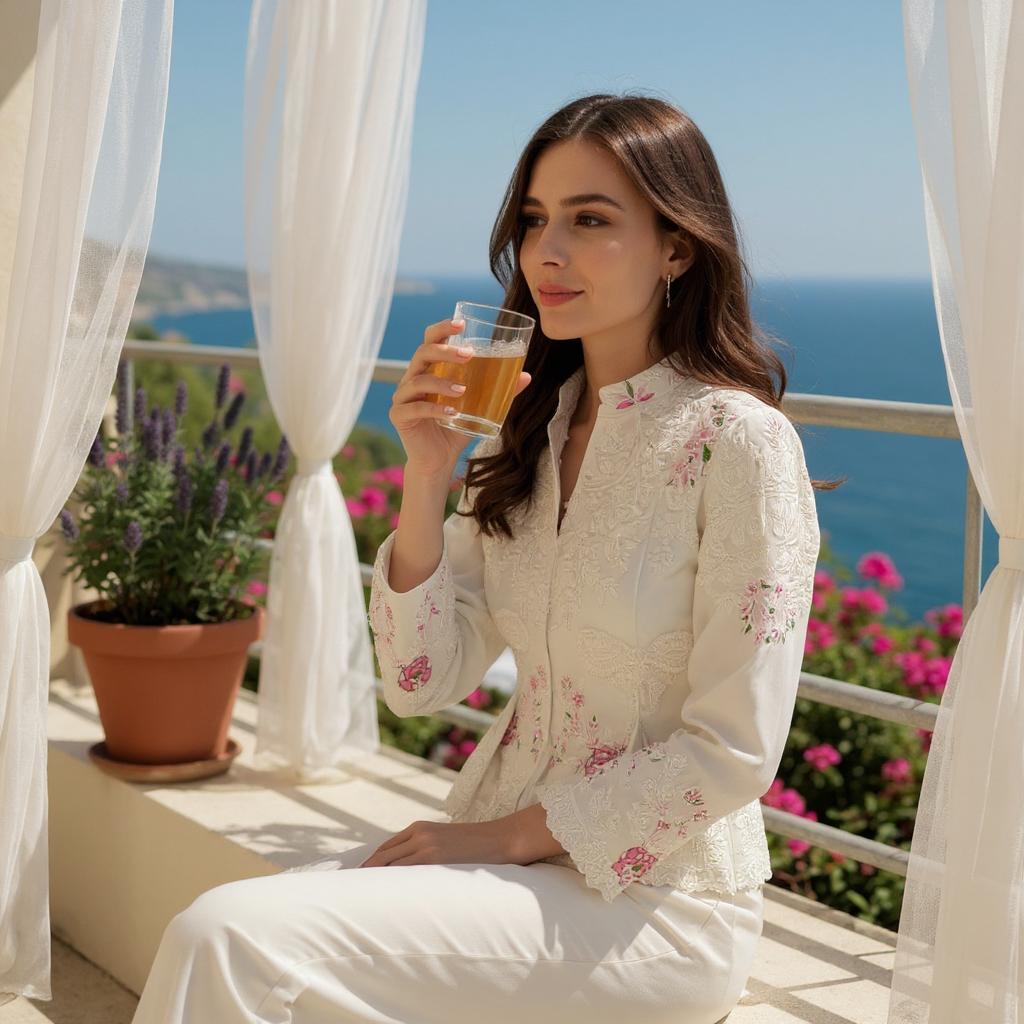 Ivory Rose Embroidered Jacket Top