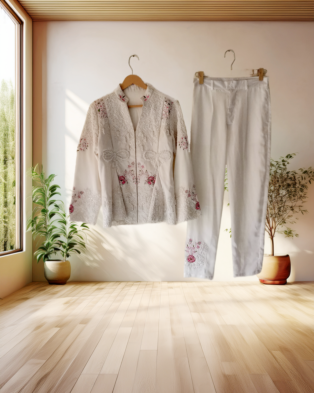 Ivory Rose Embroidered Jacket Top