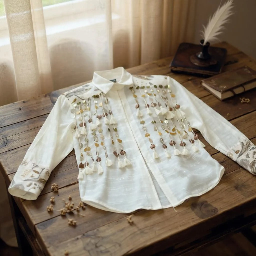 White Shell Tassel Shirt