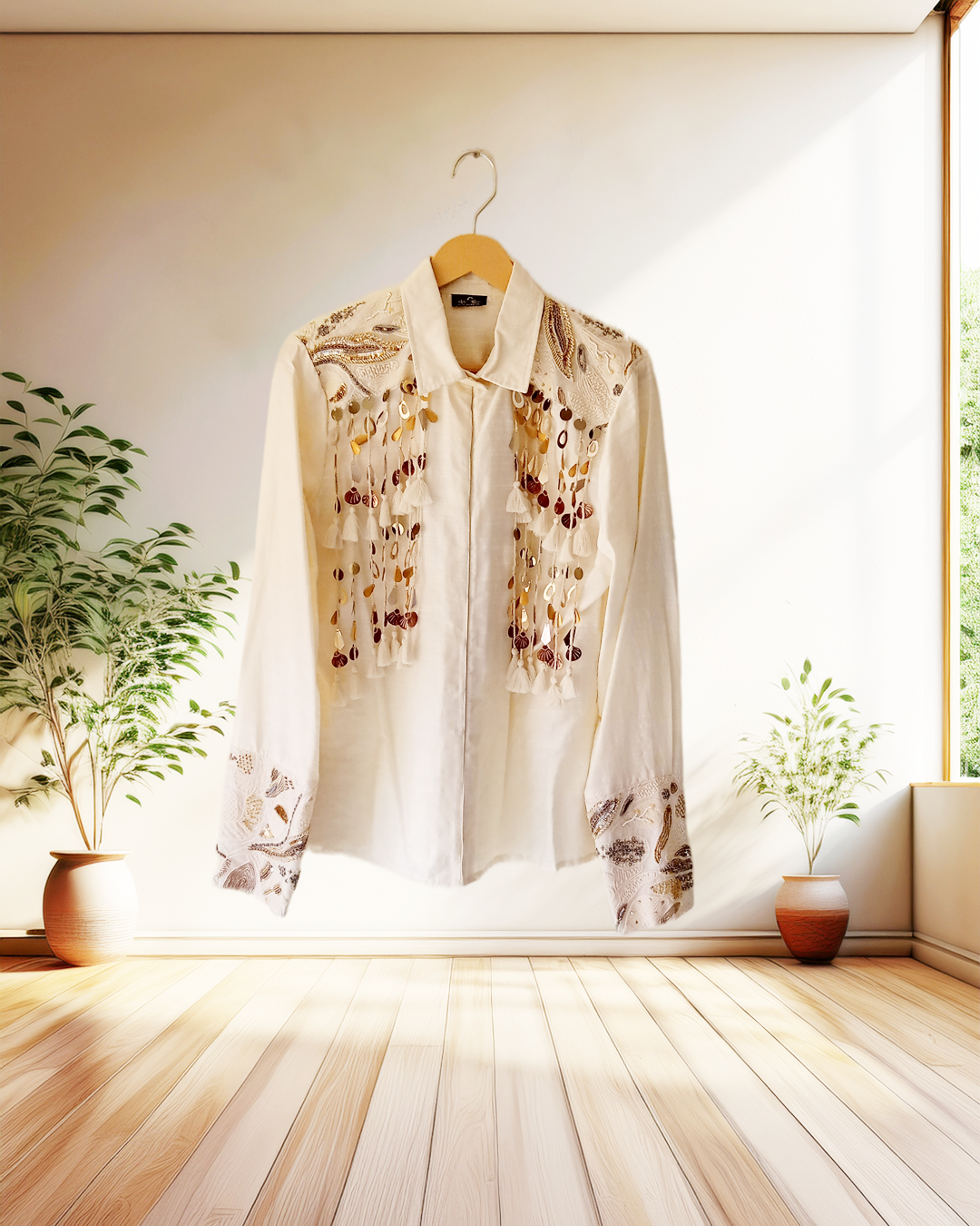 White Shell Tassel Shirt