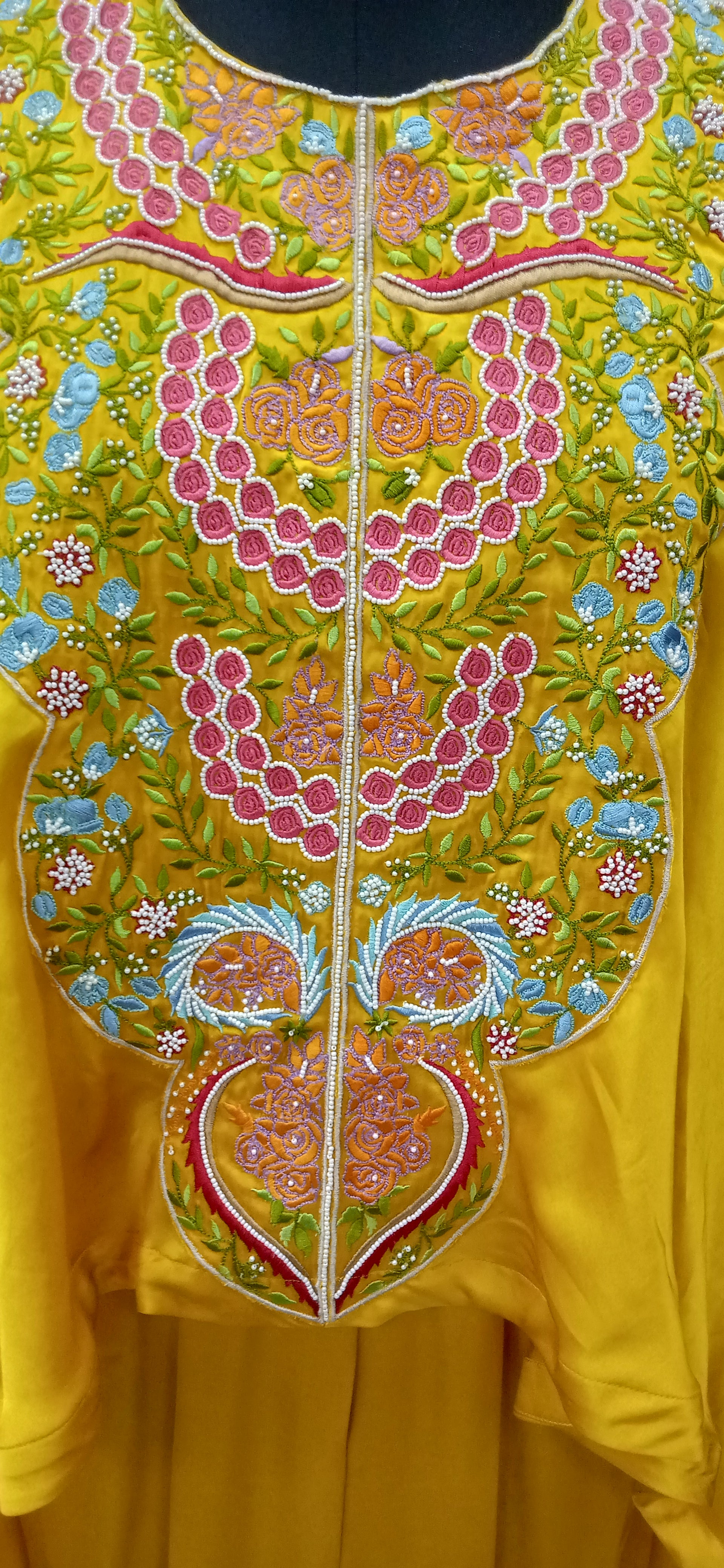 Mustard Mehndi Embroidered Top Set