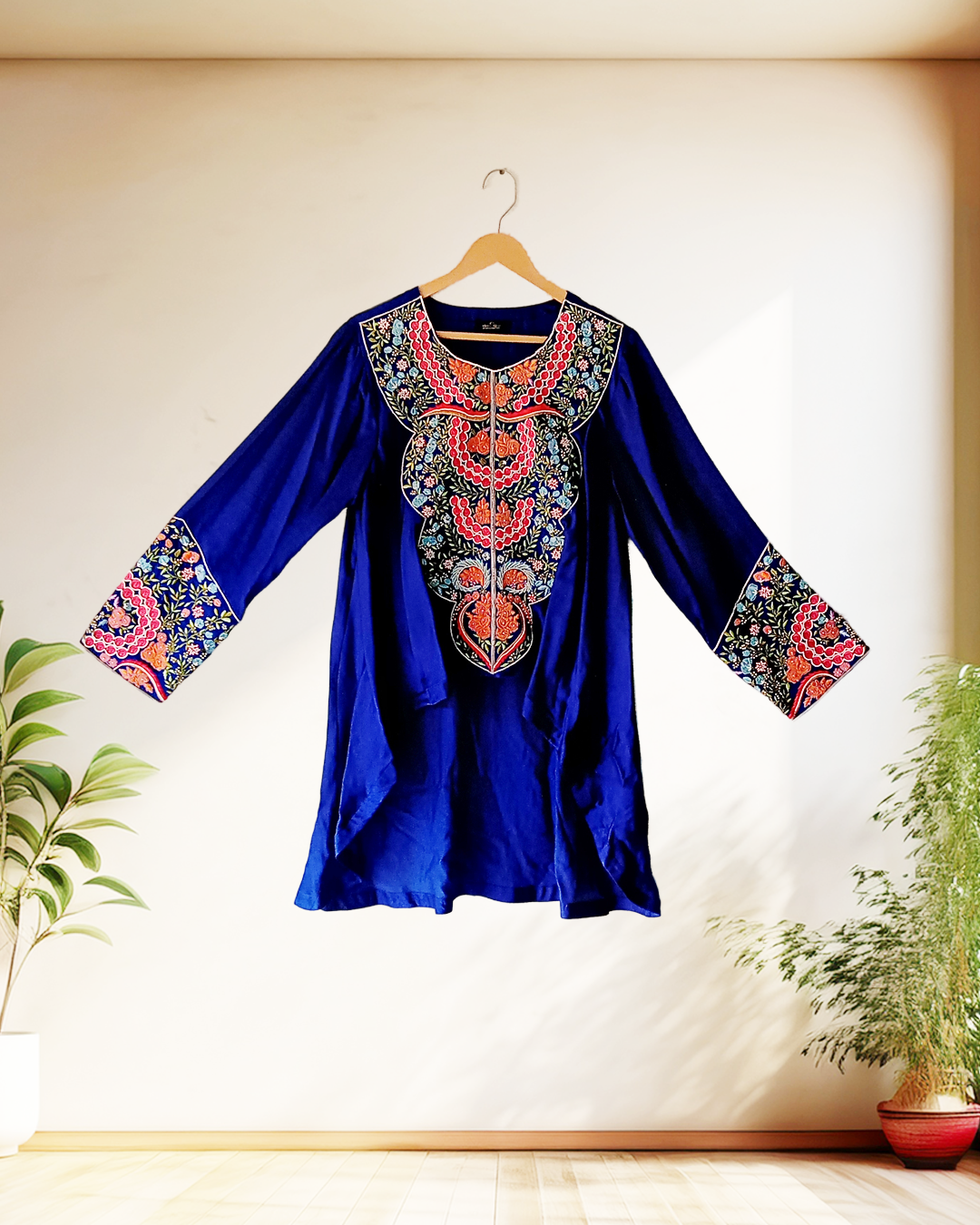 Royal Blue Garden Drape Kurta Set