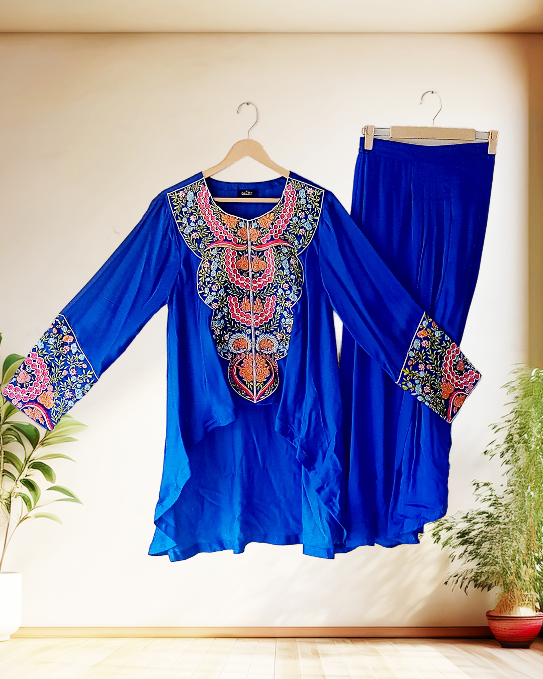 Royal Blue Garden Drape Kurta Set