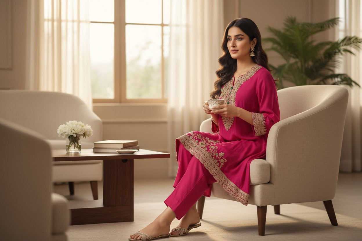 Festive High-Low Embroidered Kurta