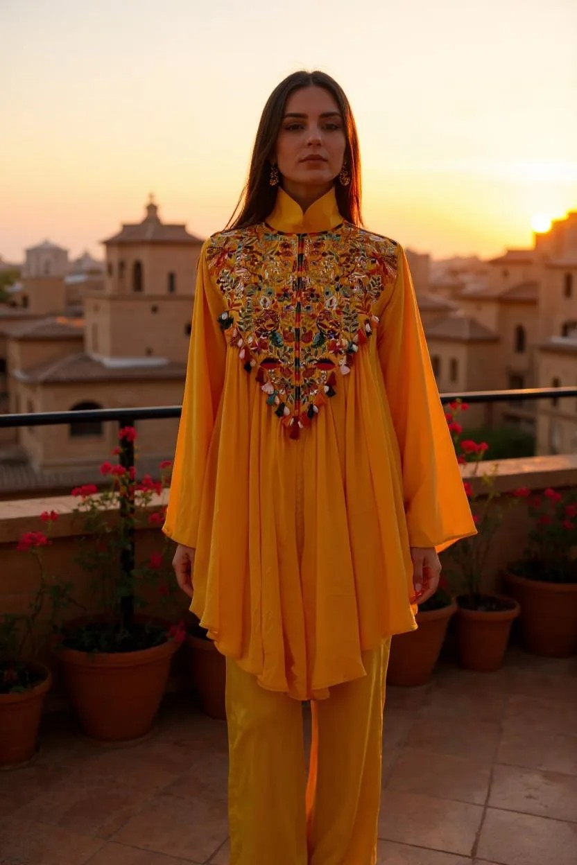 Sunset Tassel Drape Kurta Set
