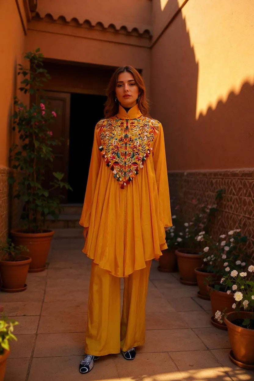 Sunset Tassel Drape Kurta Set
