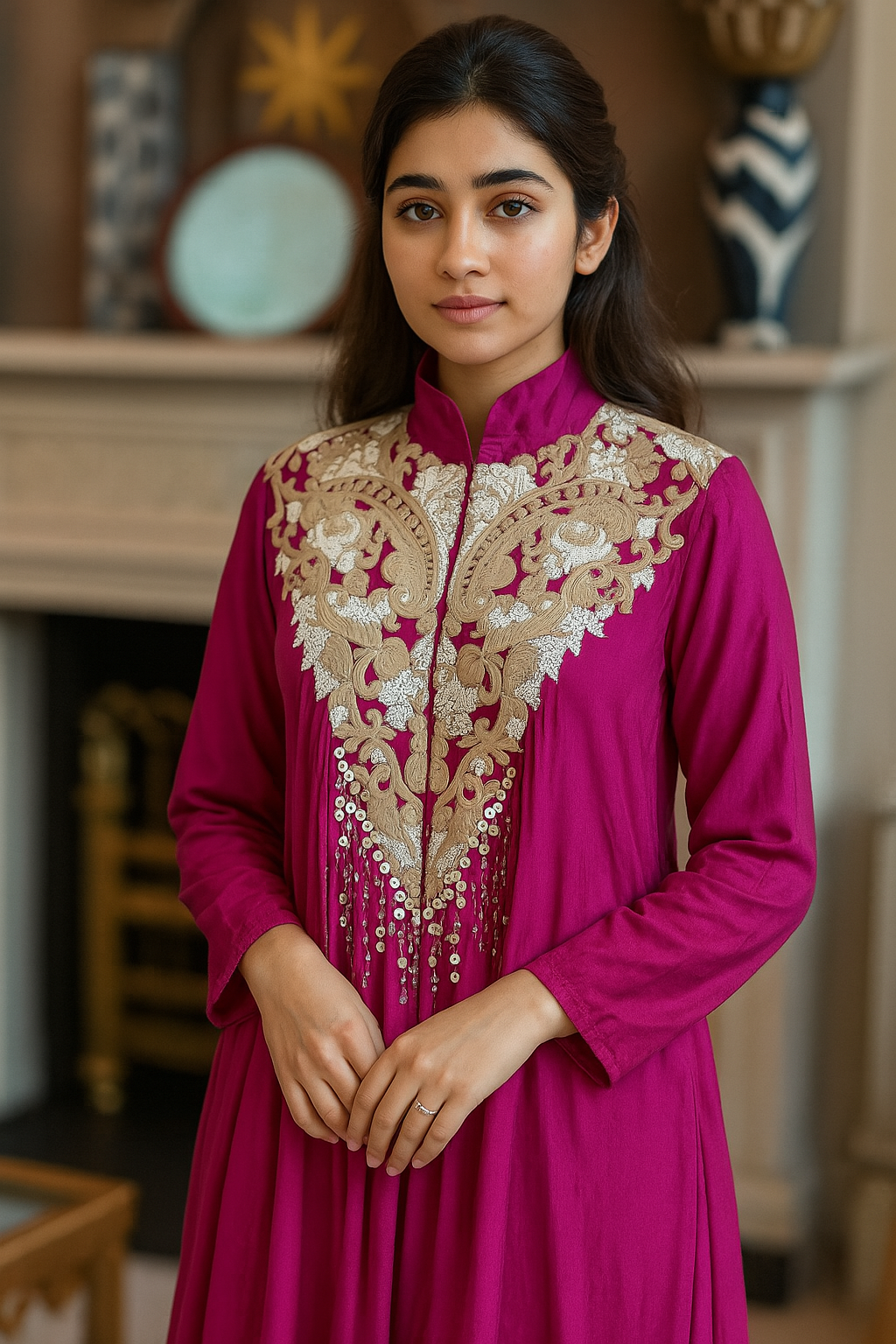 Magenta Zari & Sequin Kurta