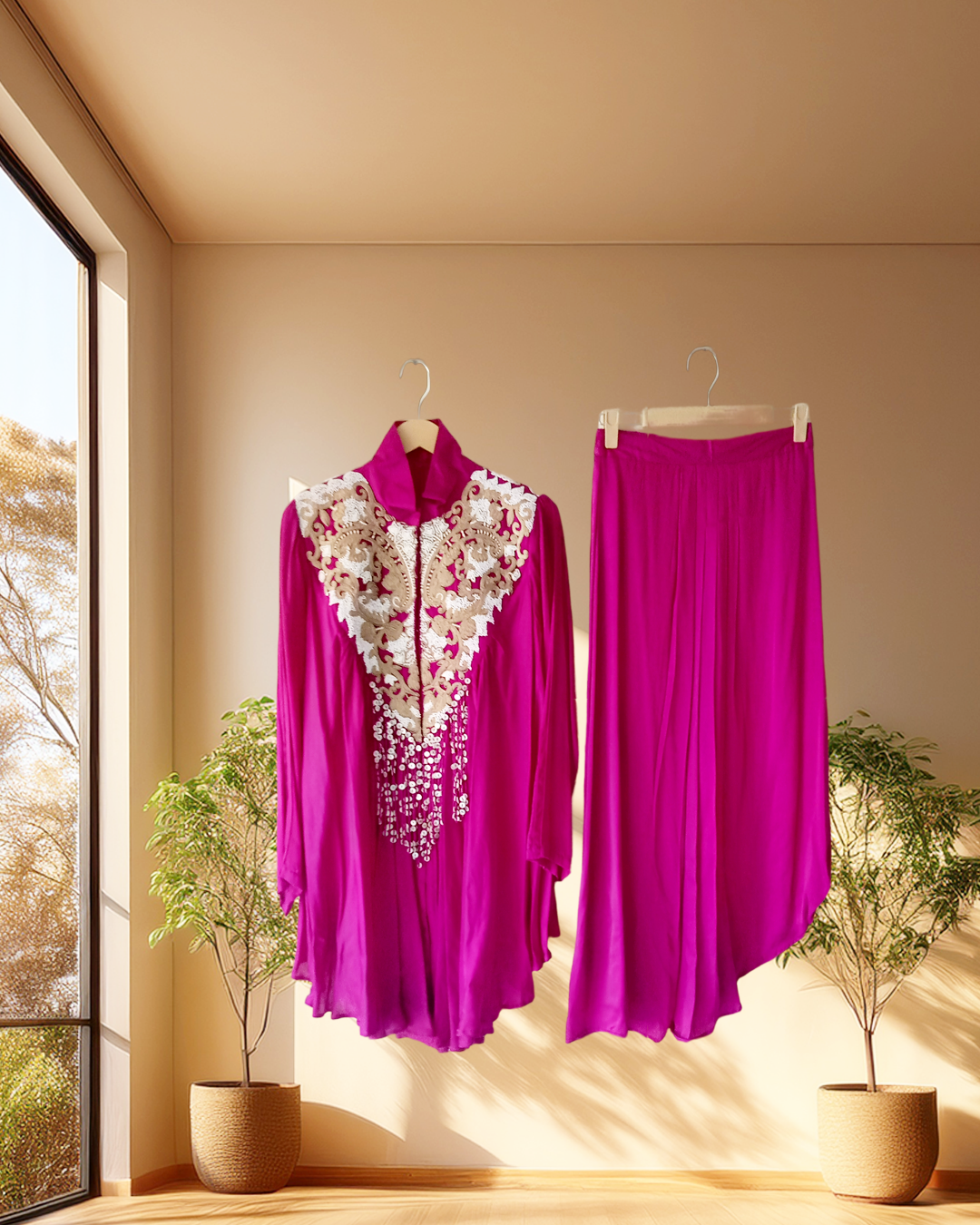 Magenta Zari & Sequin Kurta
