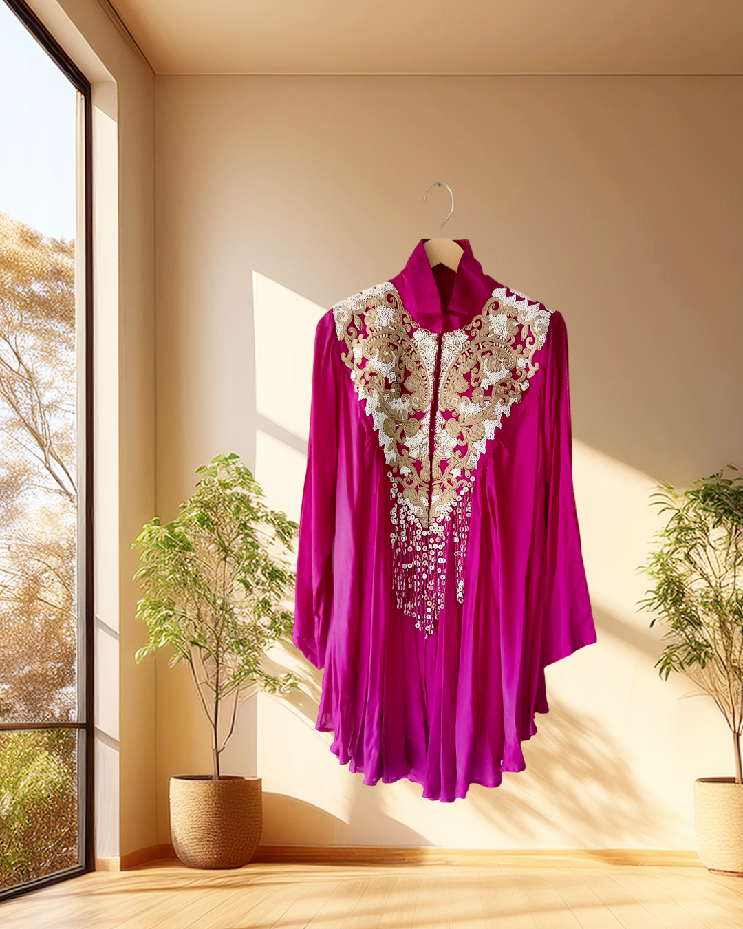 Magenta Zari & Sequin Kurta