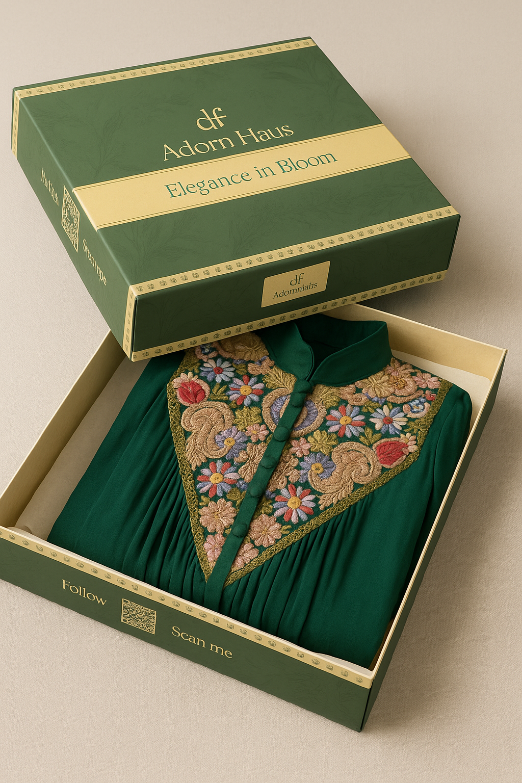 Emerald Heritage Embroidered Cape Set