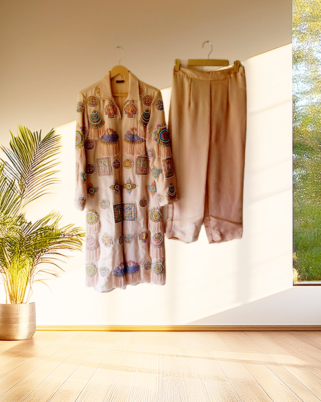 Sand Medallion Fringe Kurta Set