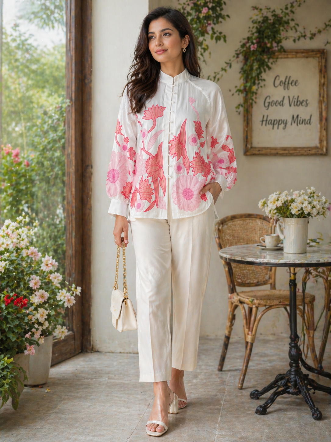 Statement floral embroidered sheer jacket with contemporary silhouette