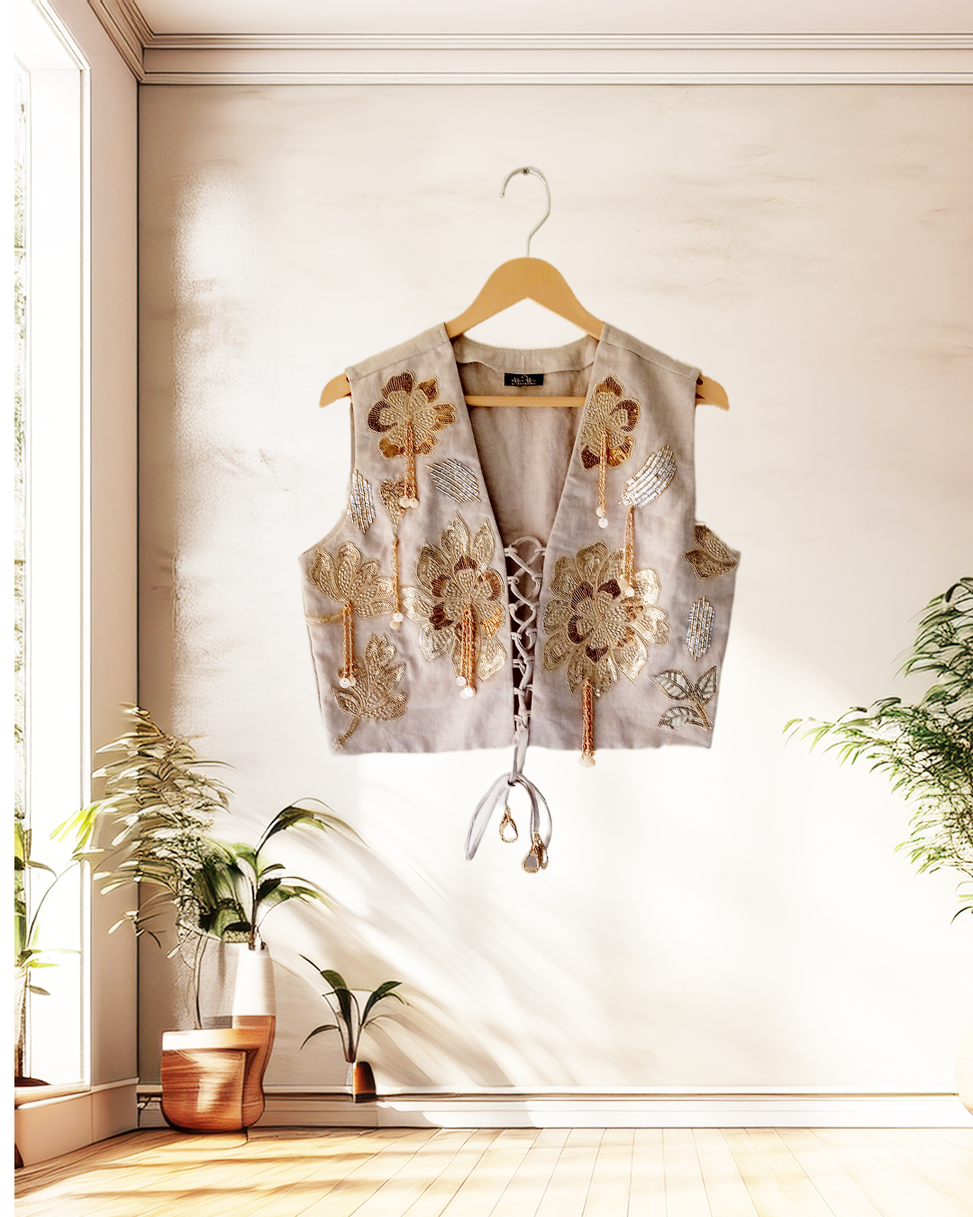 Gold Floral Corset Vest