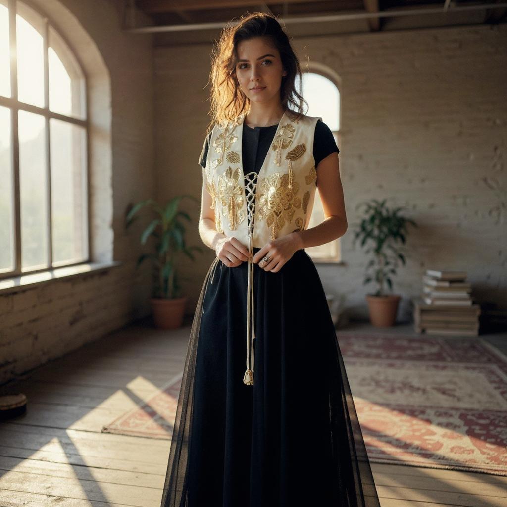 Gold Floral Corset Vest