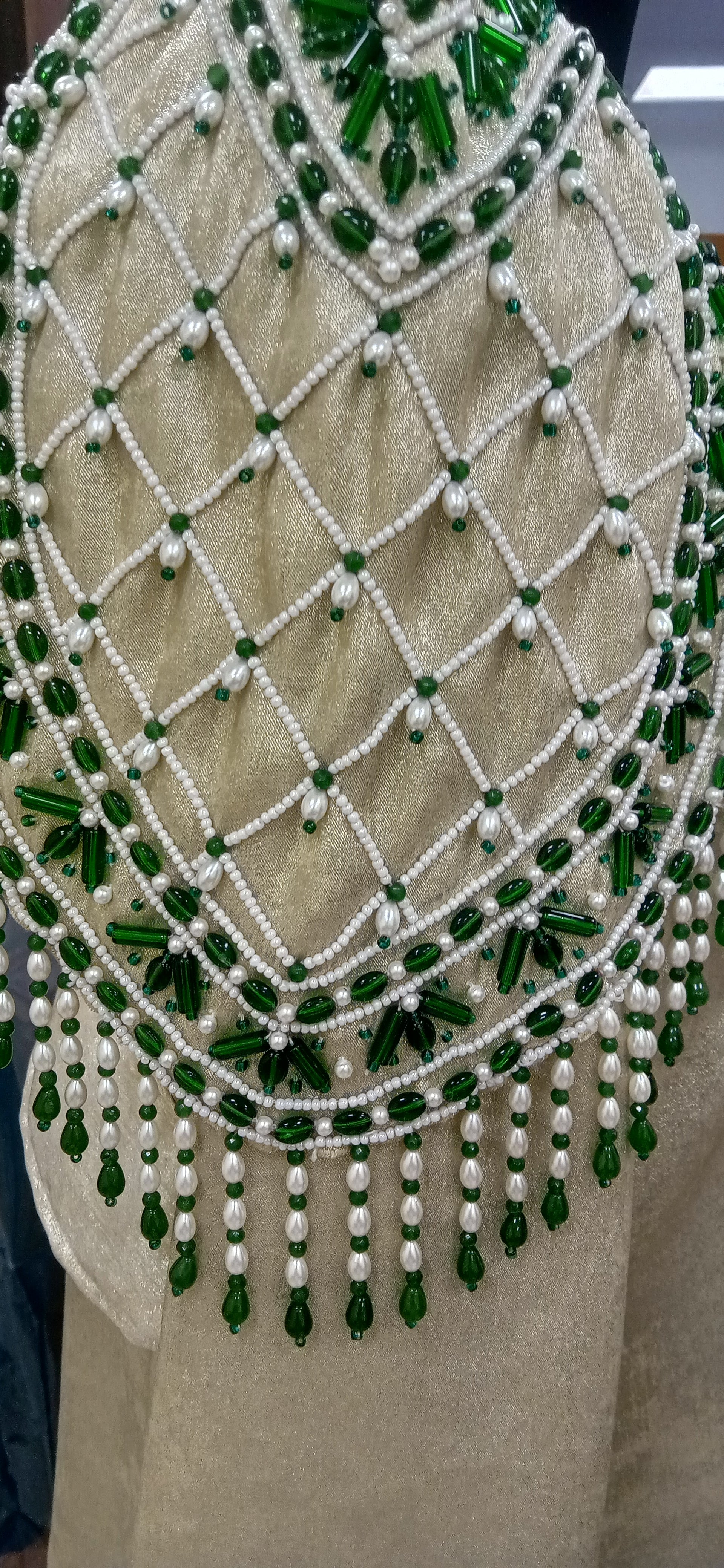 Ivory Beaded Shoulder Top Set