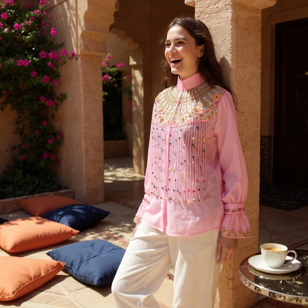 Blush Pink Indo-Western Kurta Set