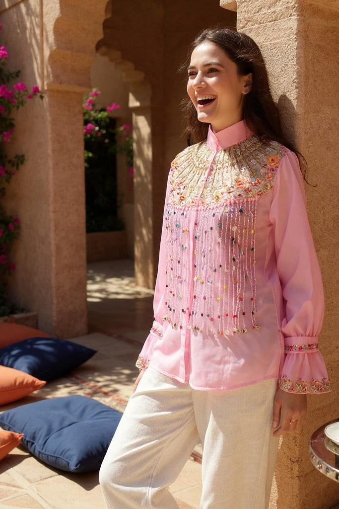 Blush Pink Indo-Western Kurta Set