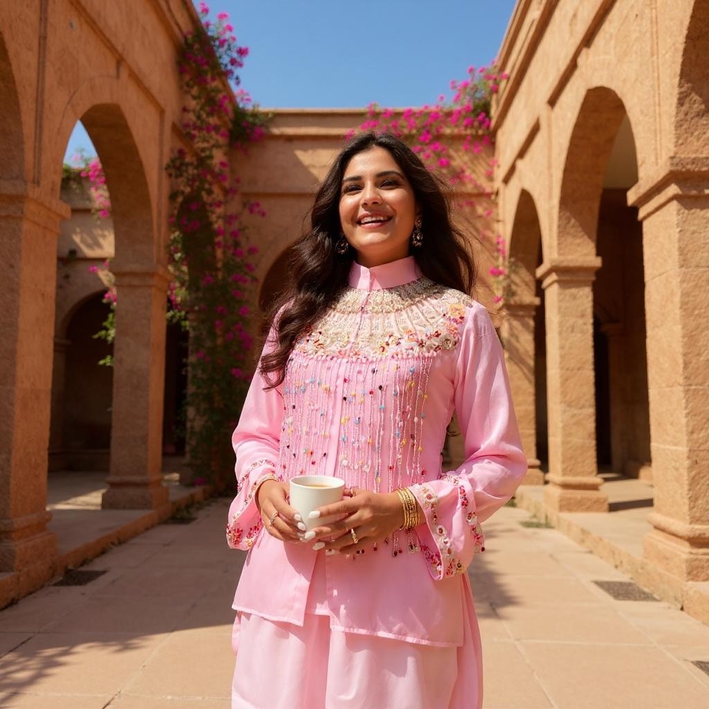 Blush Pink Indo-Western Kurta Set