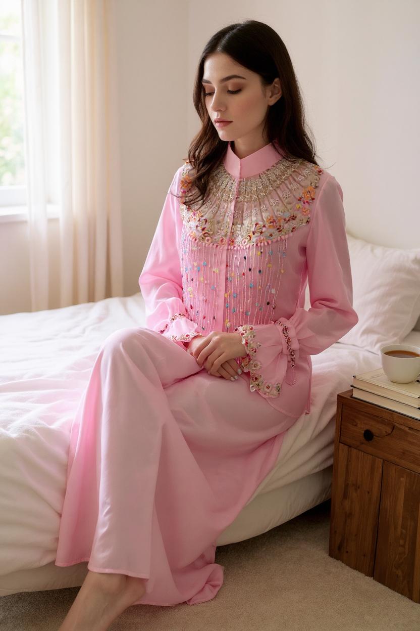 Blush Pink Indo-Western Kurta Set