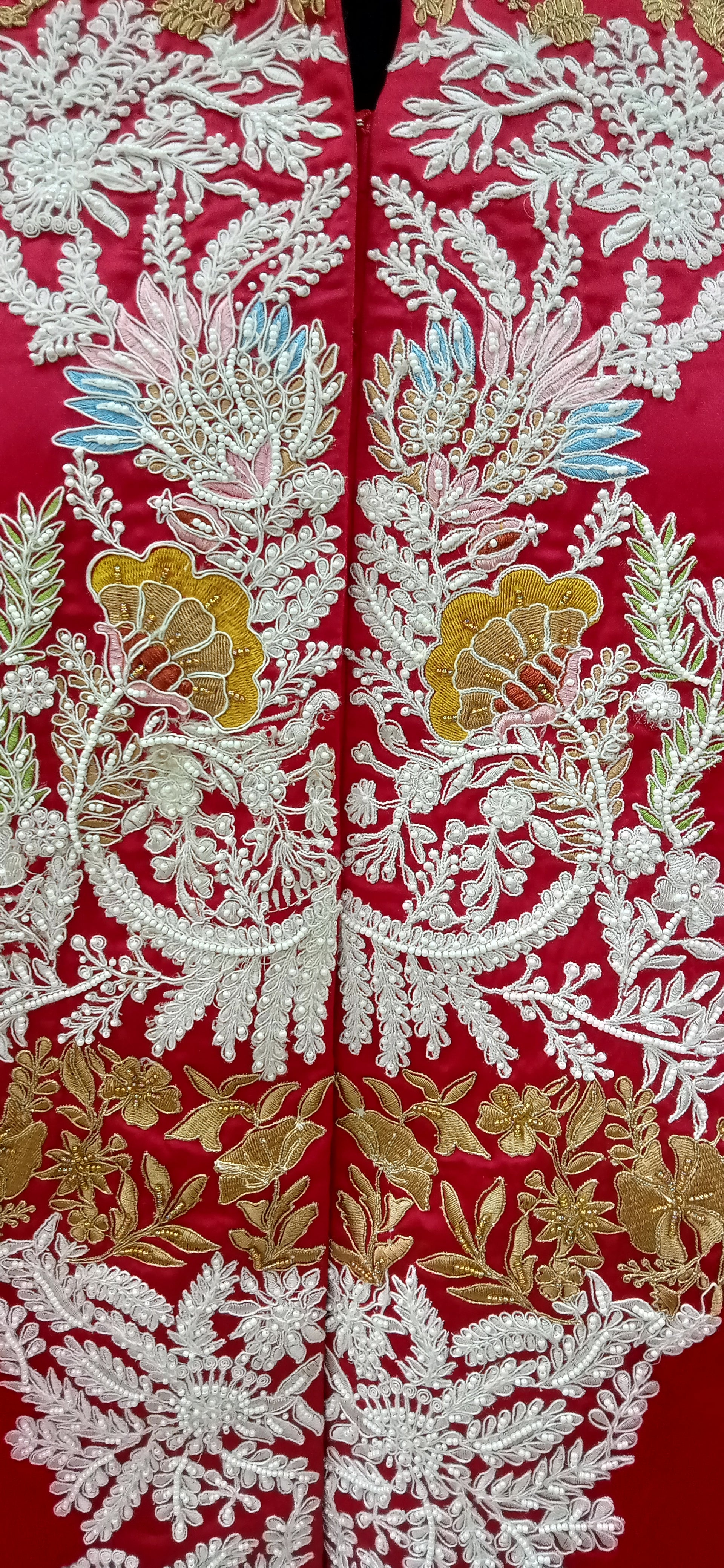 Royal Blue Embroidered Jacket & Drape Skirt Set