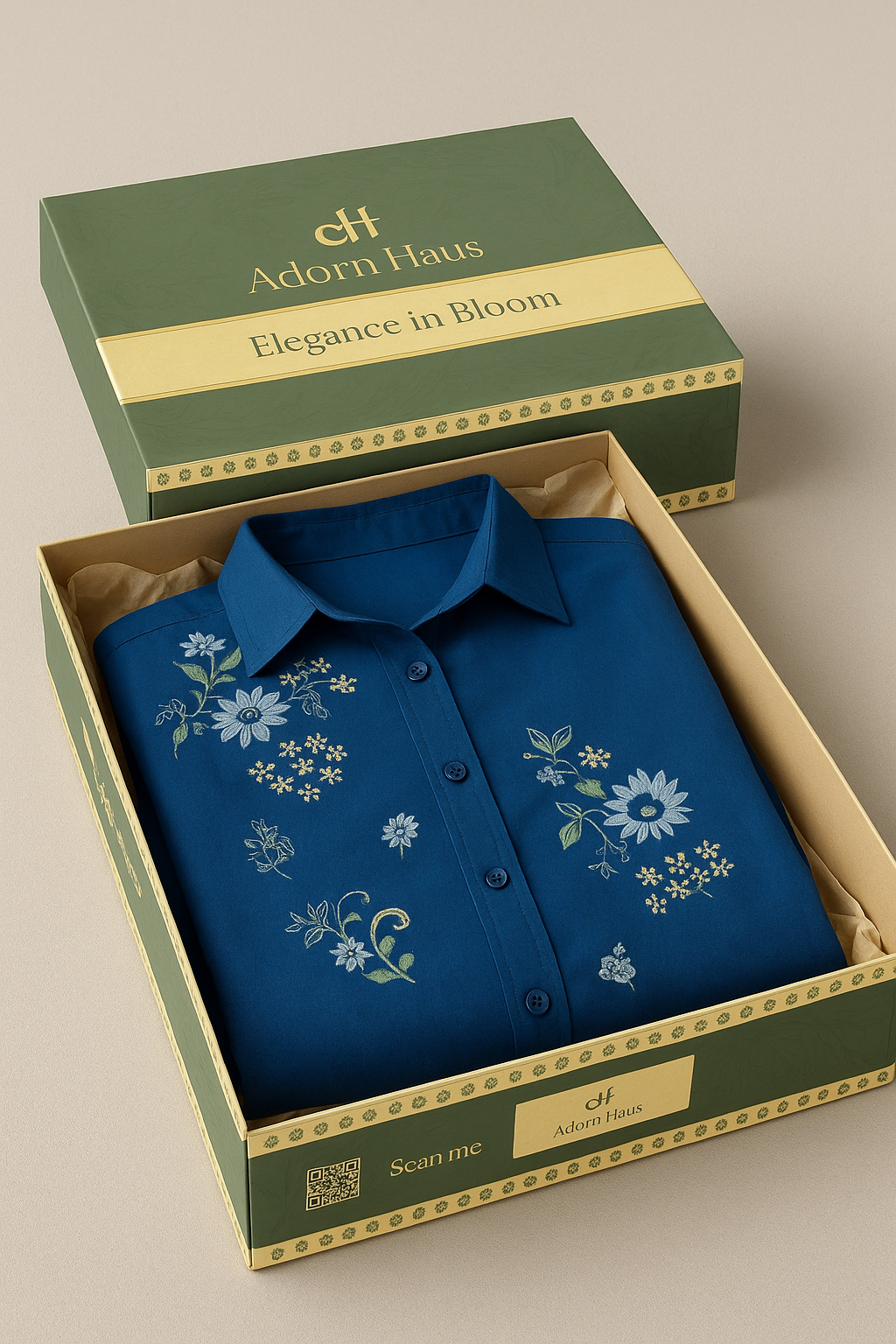 Teal Meadow Embroidered Shirt Dress