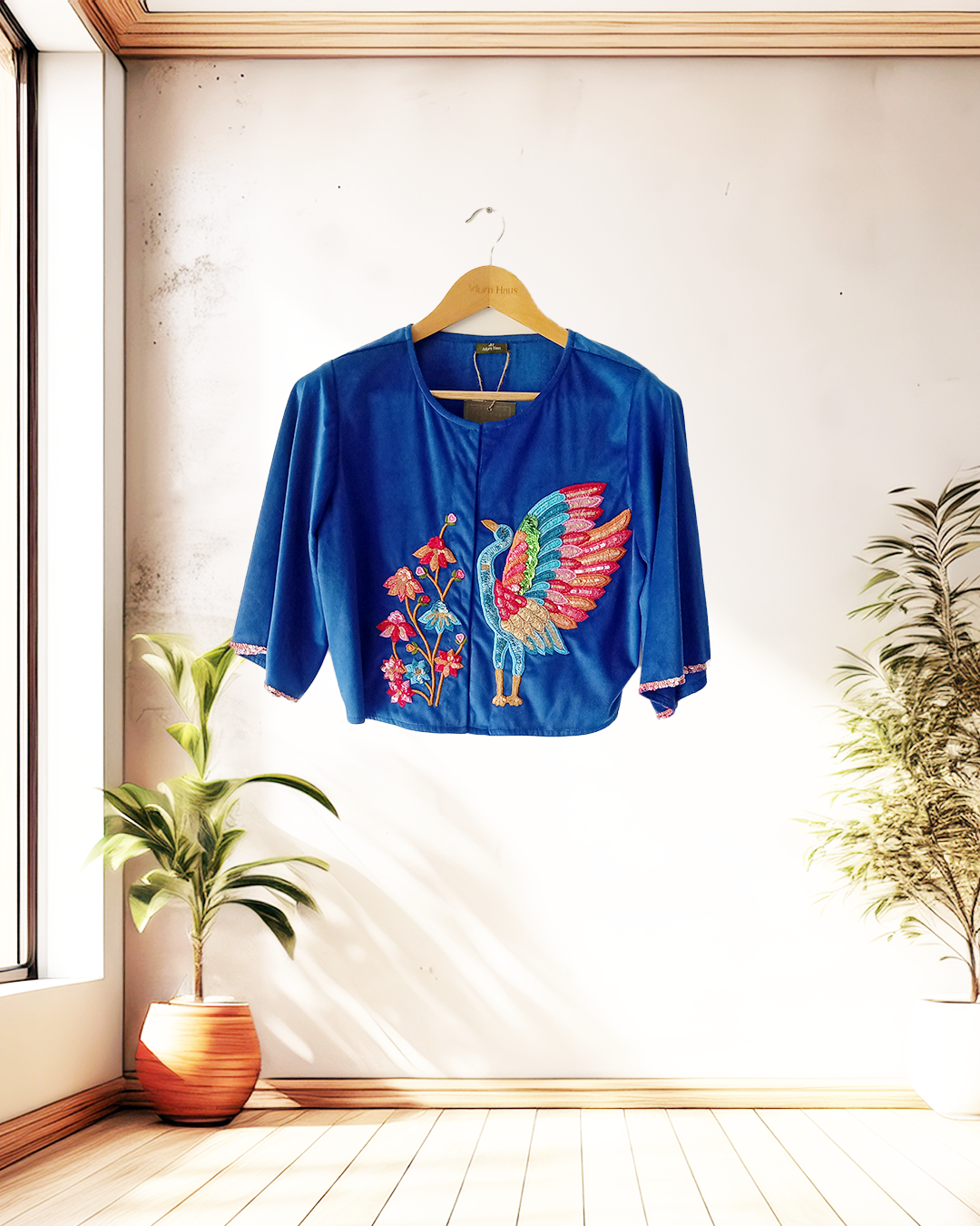 Peacock Garden Embroidered Crop Jacket