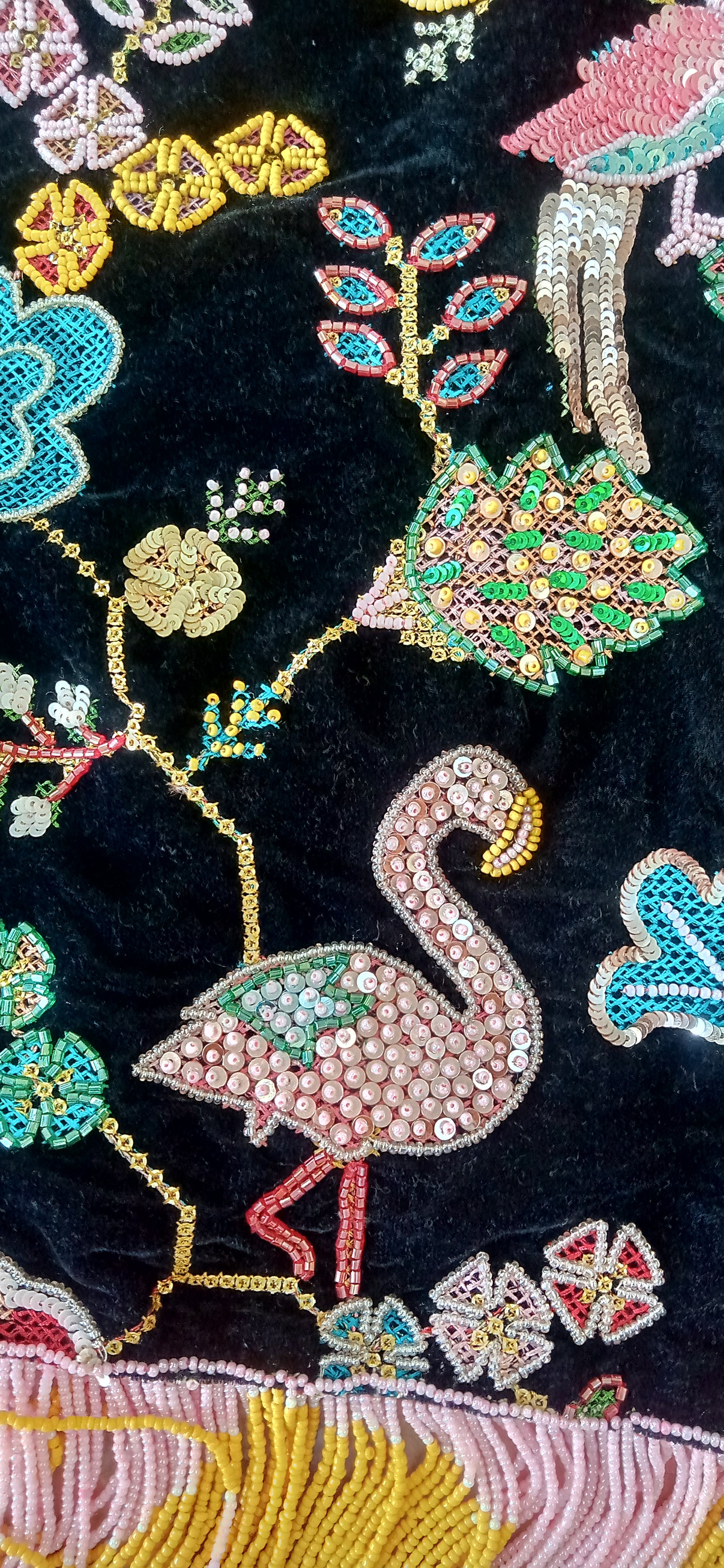 Black Flamingo Embroidered Vest