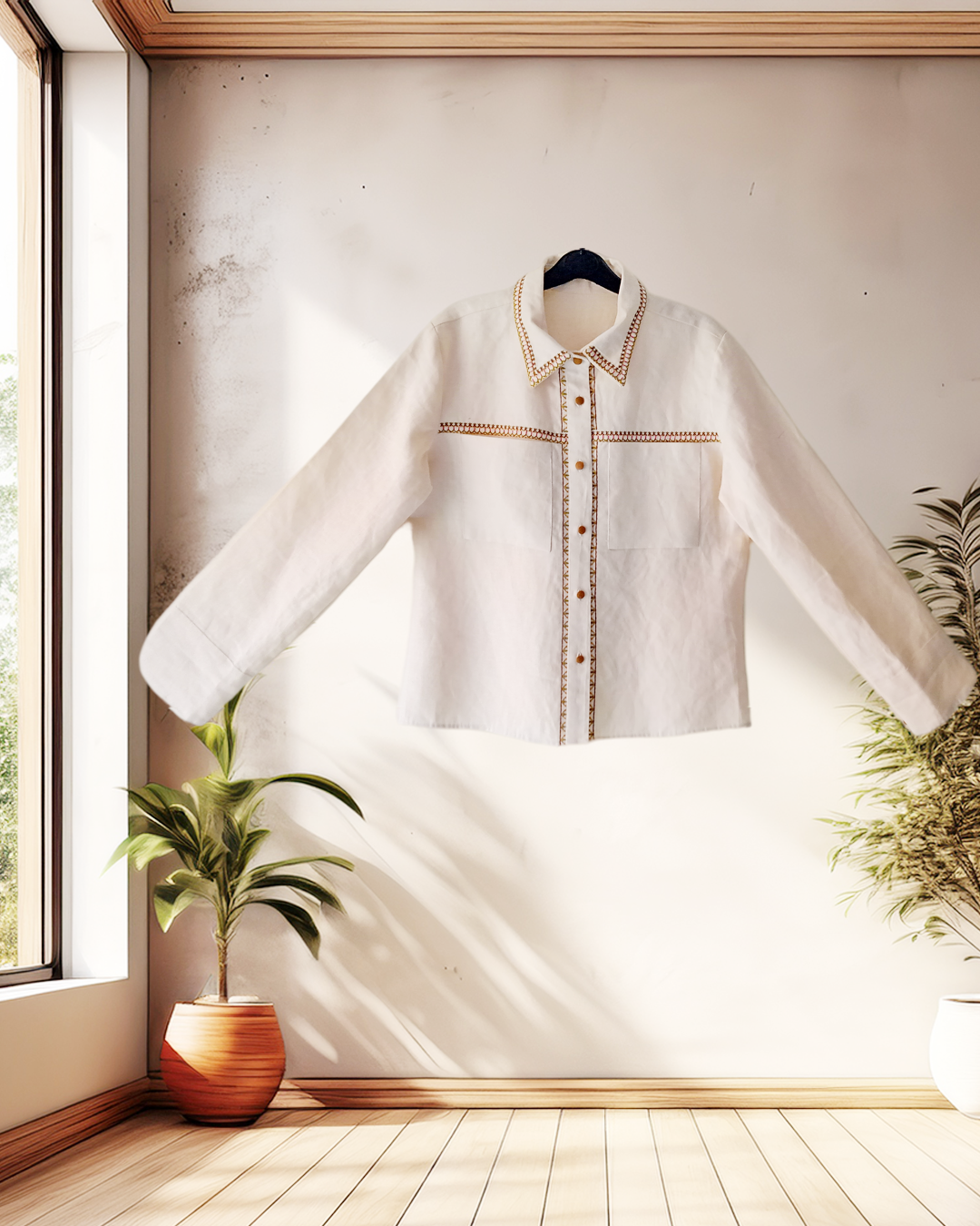 Ivory Linen Shirt with Mustard Shorts