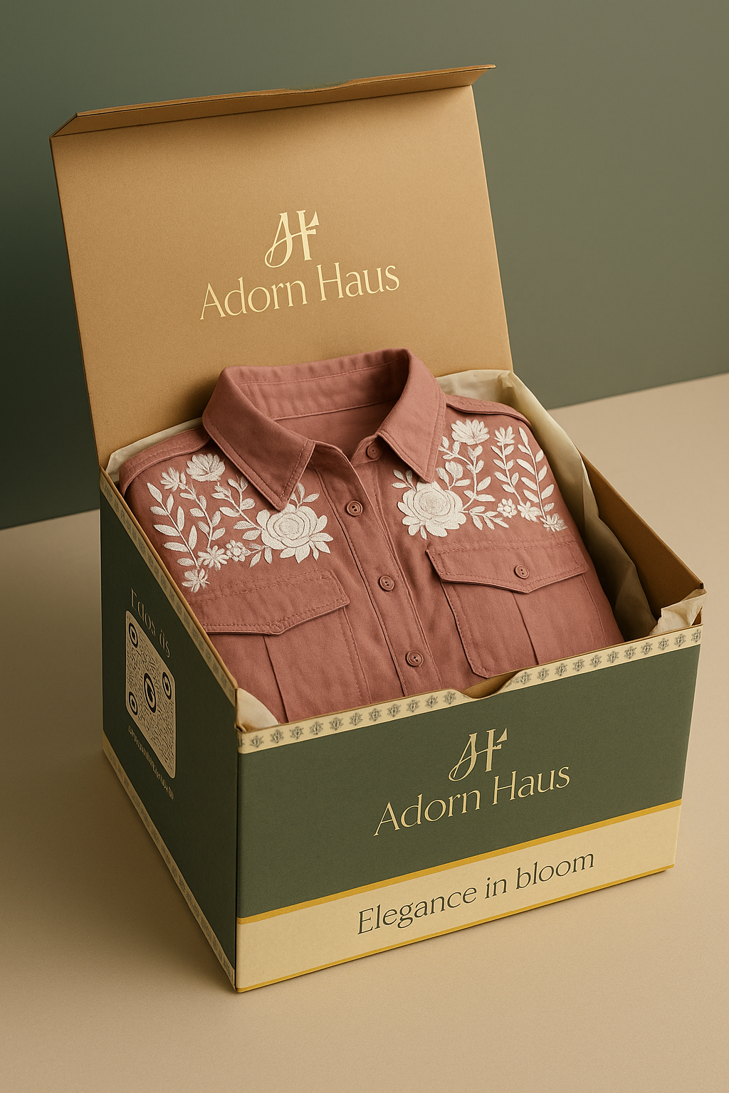 Dusty Rose Embroidered Safari Shirt