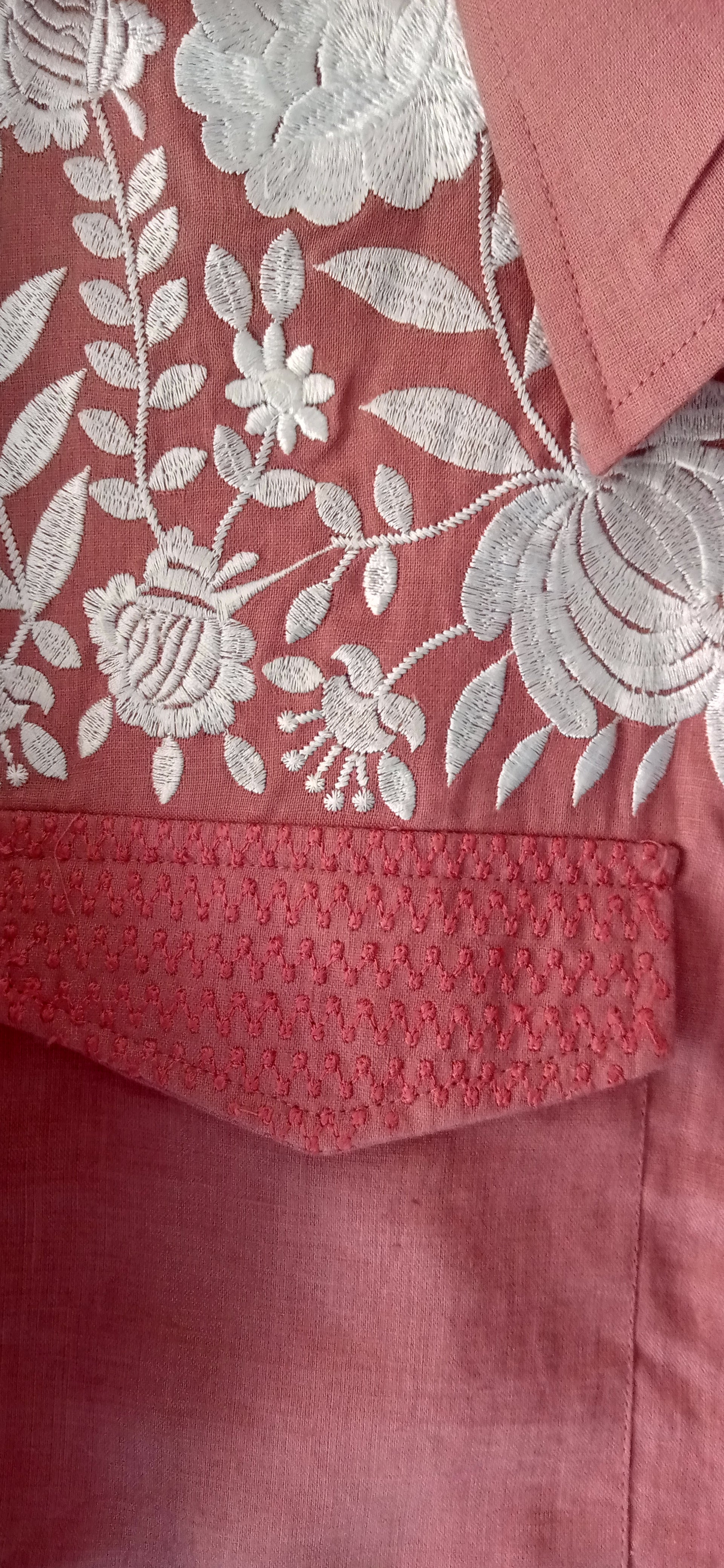 Dusty Rose Embroidered Safari Shirt