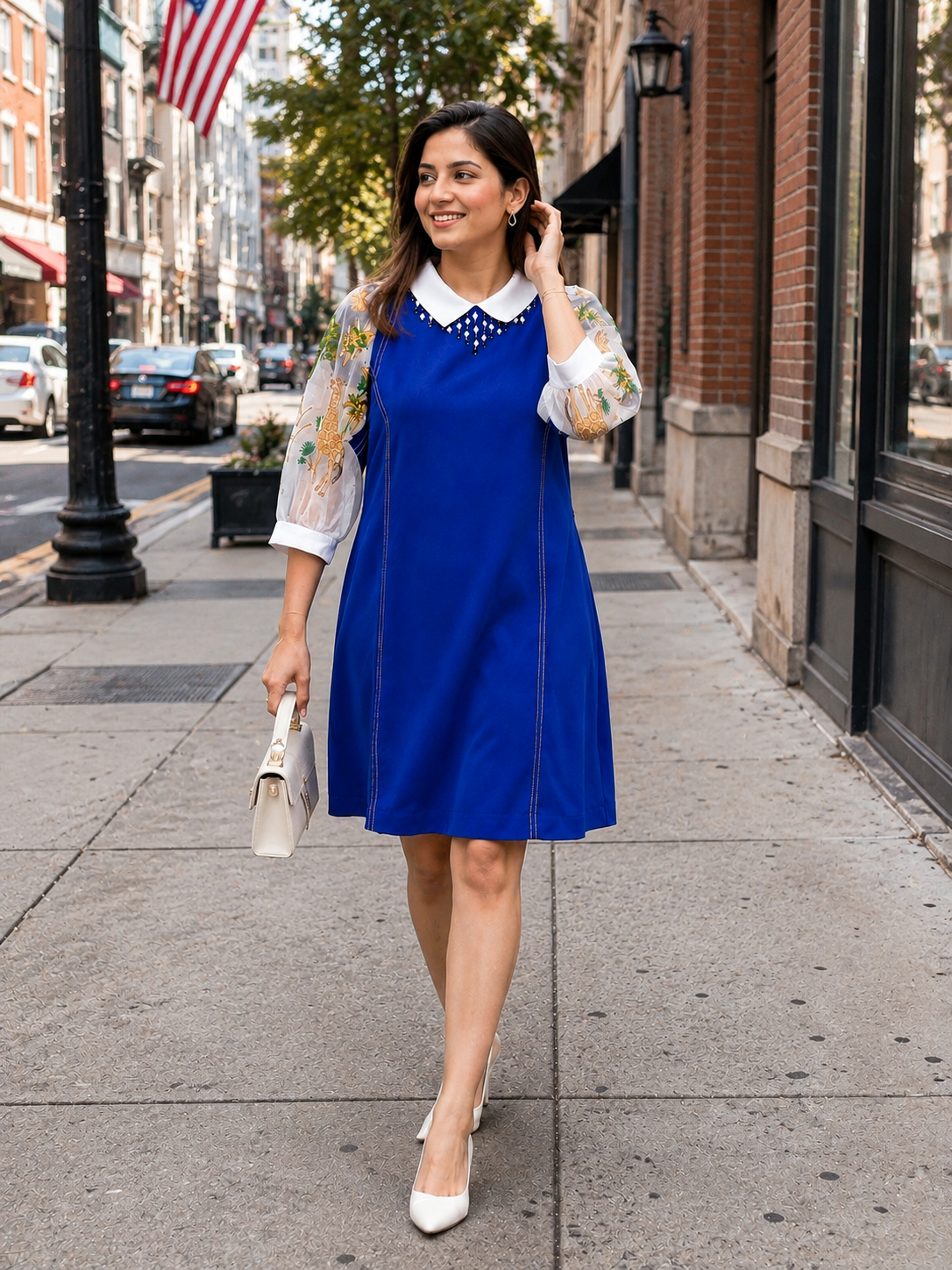 Emerald-Giraffe-Embroidered-Collar-Dress