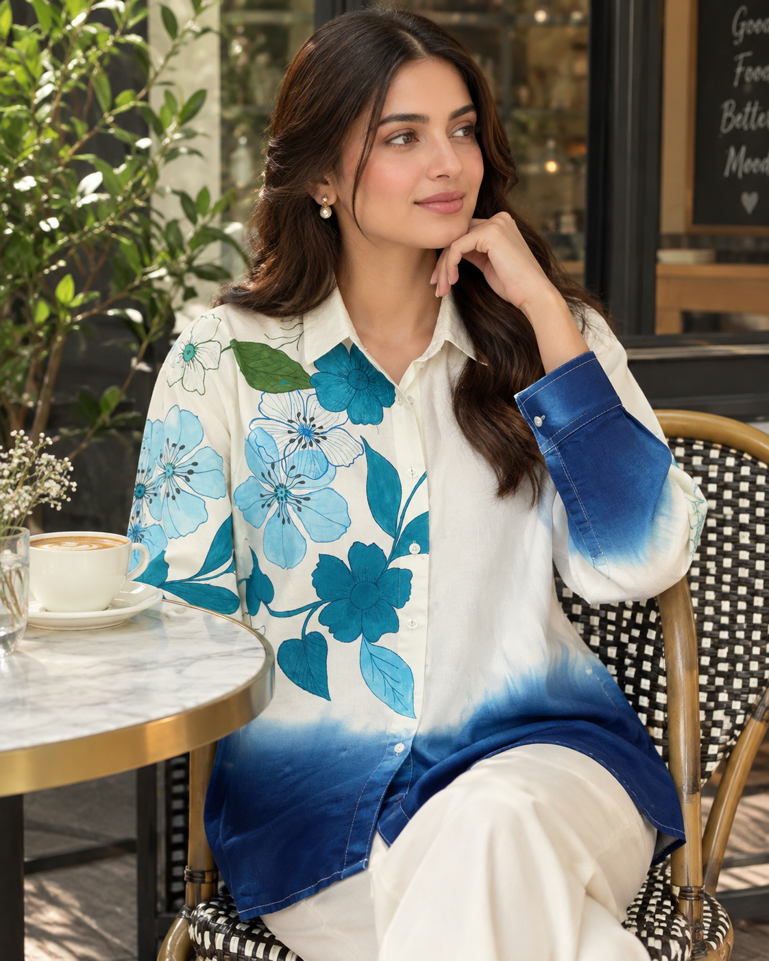 Blue Floral Ombre Shirt