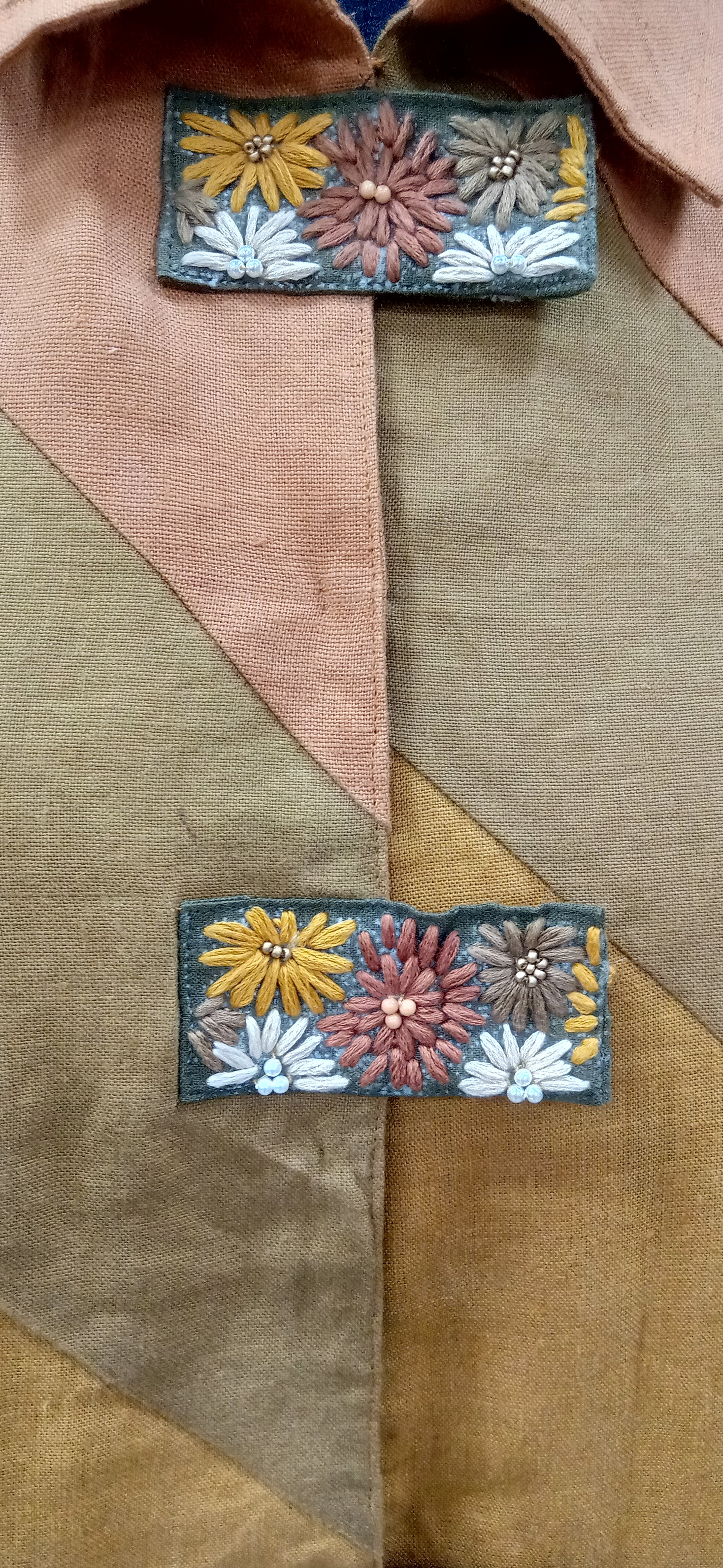 Patchwork Mustard‑Olive Jacket Set