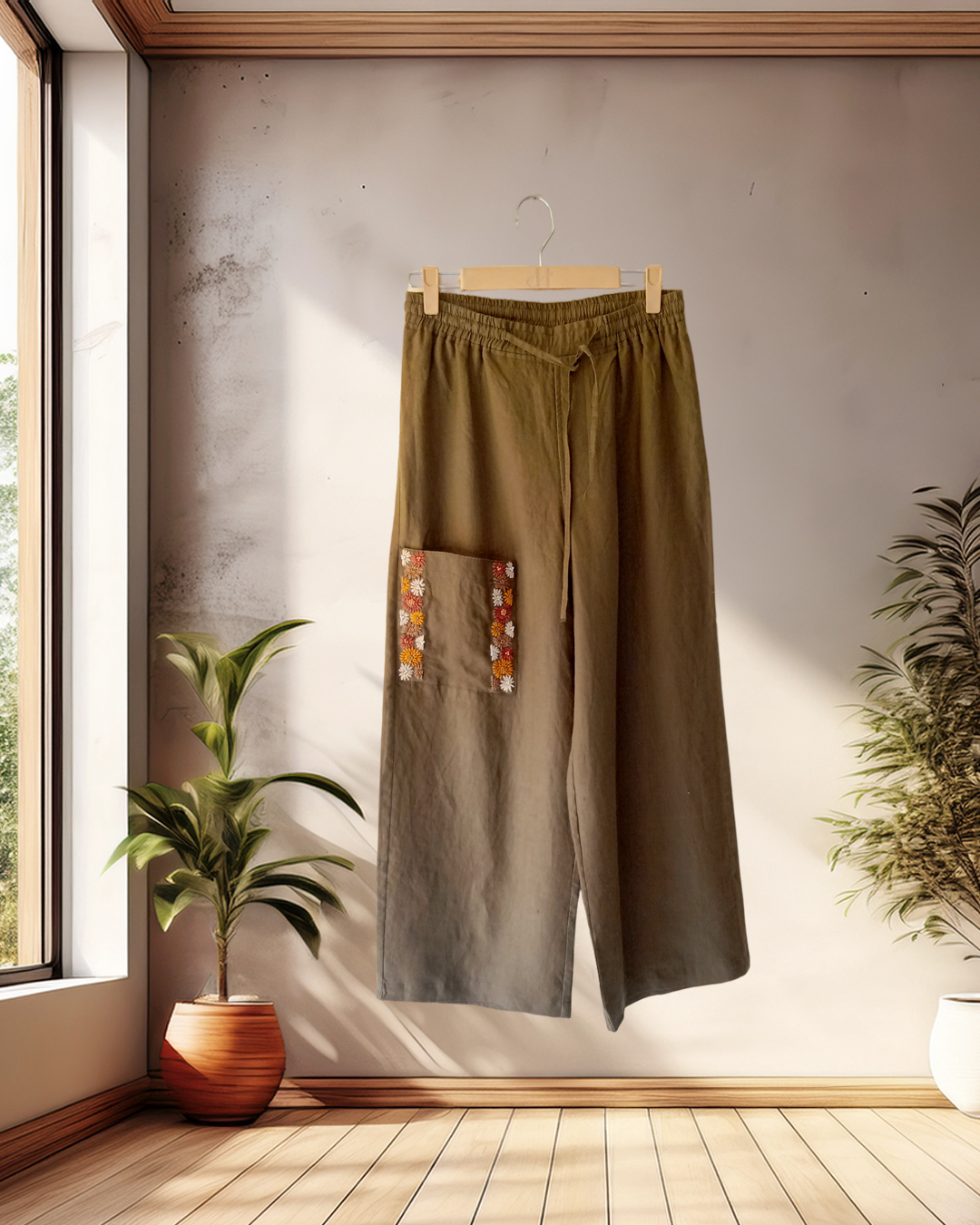 Patchwork Mustard‑Olive Jacket Set