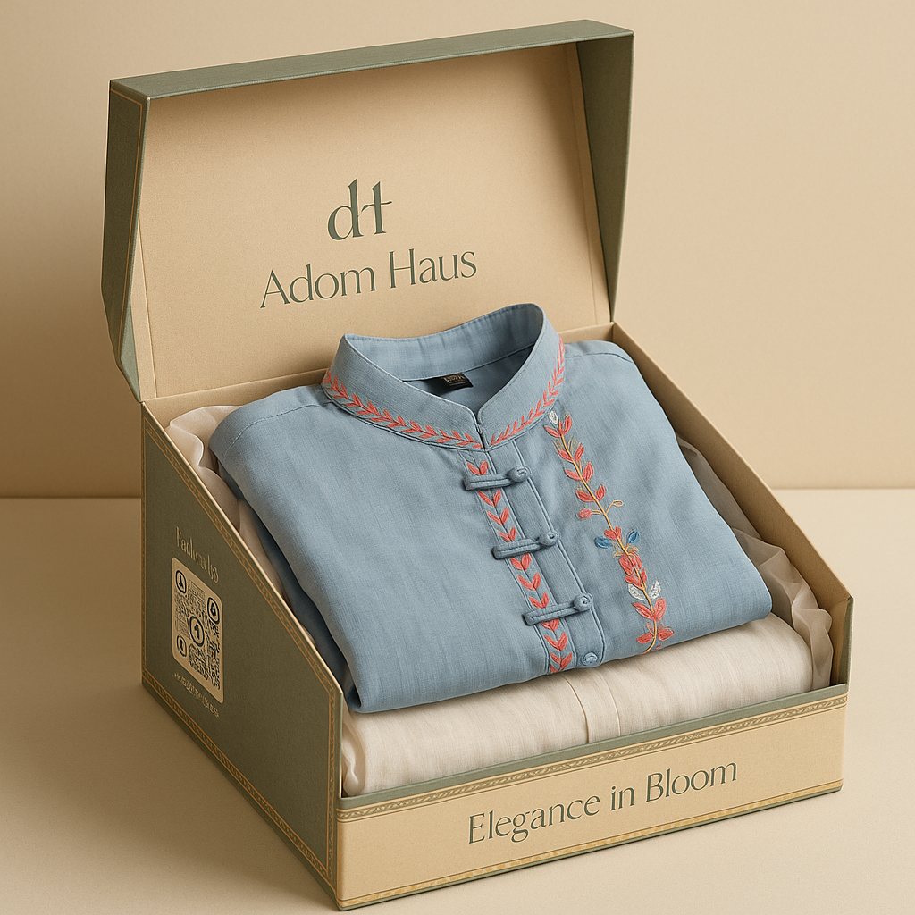 Sky Blue Embroidered Casual Shirt