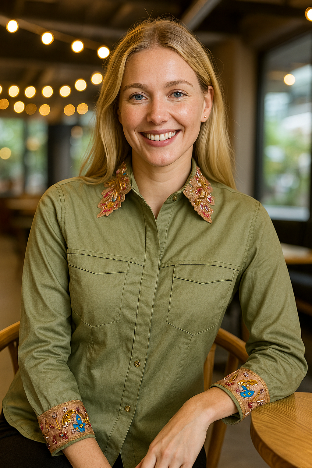 Sage Embroidered Collar Set